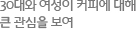 30대와 여성이 커피에 대해 큰 관심을 보여