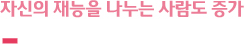 자신의 재능을 나누는 사람도 증가