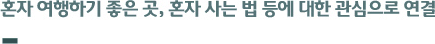 혼자 여행하기 좋은 곳, 혼자 사는 법 등에 대한 관심으로 연결