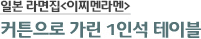 일본 라면집<이찌멘라멘> 커튼으로 가린 1인석 테이블