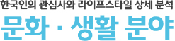 한국인의 관심사와 라이프스타일 상세 분석 문화ㆍ생활 분야