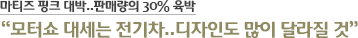 마티즈 핑크 대박..판매량의 30% 육박 “모터쇼 대세는 전기차..디자인도 많이 달라질 것”