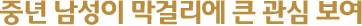 중년 남성이 막걸리에 큰 관심 보여