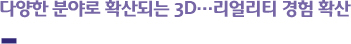 다양한 분야로 확산되는 3D…리얼리티 경험 확산